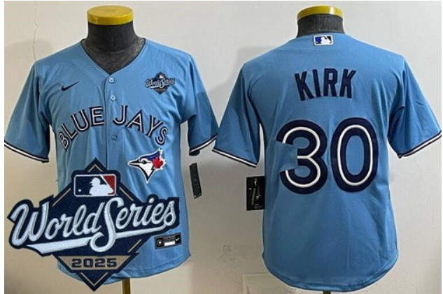 Men Toronto Blue Jays #30 Alejandro Kirk Light Blue 2025 World Series Cool Base Jersey->toronto blue jays->MLB Jersey
